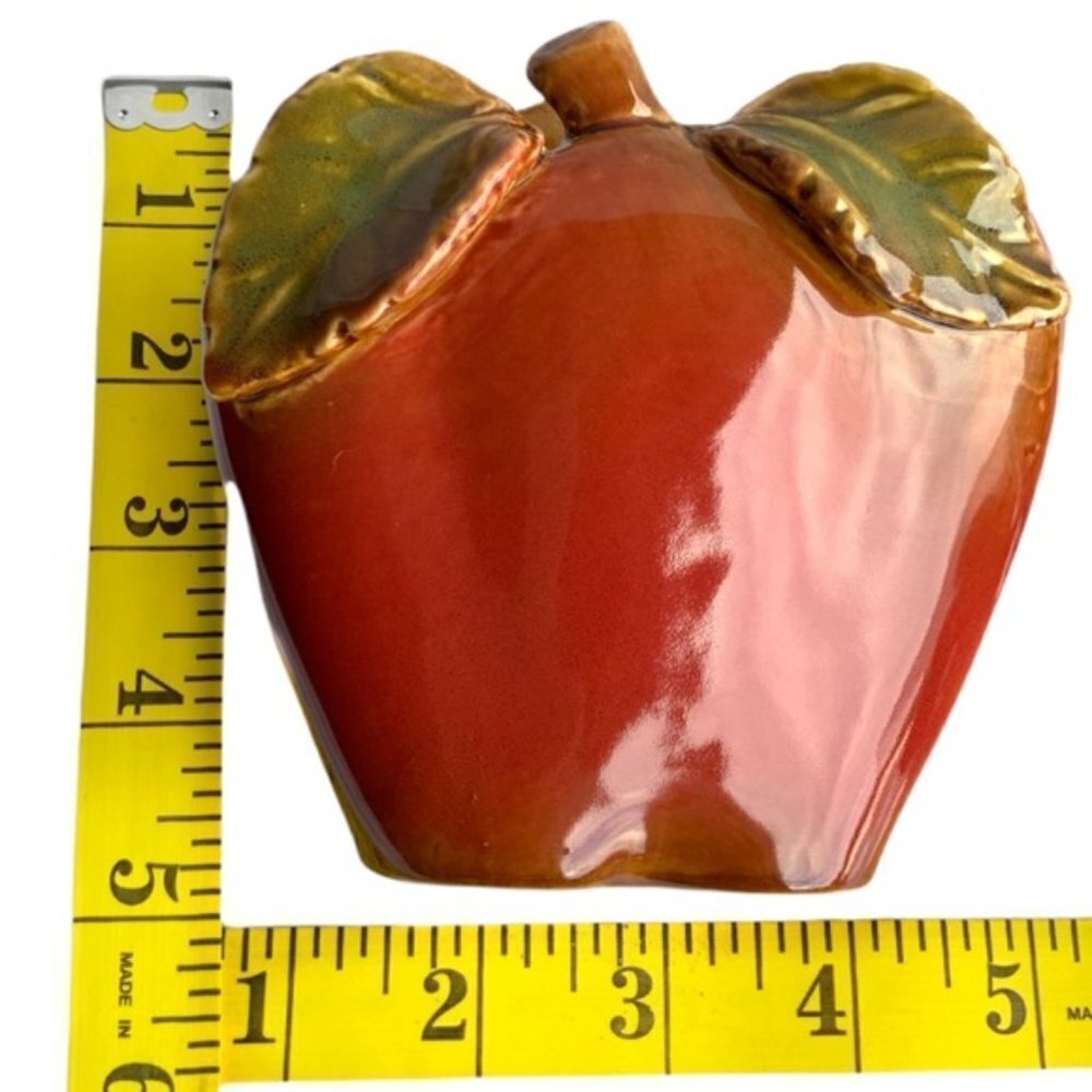 Apple Ceramic Napkin Holder Glazed Hand Painted Rustic Glazed Ceramic - Picture 7 of 14